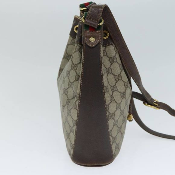 GUCCI GG Supreme Web Sherry Line Shoulder Bag PVC Leather Beige Auth 79176 - Picture 5 of 16